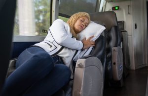 A premium RedCoach passenger seat.